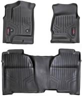 🚗 rough country floor liners (m-21413) for 2014-2018 chevy/gmc crew cab - black | premium quality logo