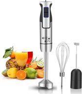 🔪 chew fun 3-in-1 immersion hand blender - powerful 500w, 9-speed, low noise - includes detachable chopper, egg whisk, and milk frother логотип