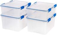 📦 iris usa 26.5 &amp; 44 quart combo weathertight plastic storage bin tote - durable lid, secure latching buckles, and organizing container logo