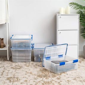 img 2 attached to 📦 Iris USA 26.5 &amp; 44 Quart Combo Weathertight Plastic Storage Bin Tote - Durable Lid, Secure Latching Buckles, and Organizing Container