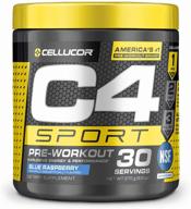 🔵 c4 sport blue raspberry pre workout powder - nsf certified for sport + energy supplement for men & women - 135mg caffeine + creatine monohydrate - 30 servings logo