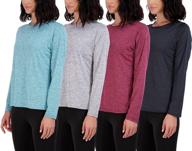 👚 4 pack: plus size women's dry-fit tech stretch long-sleeve athletic workout t-shirt bundle logo