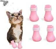 🐾 adjustable silicone cat paw protector cover 4 pcs - sirozi anti-scratch cat shoes boots for home bathing, barbering, body checking treatment logo