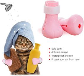 img 2 attached to 🐾 Adjustable Silicone Cat Paw Protector Cover 4 Pcs - Sirozi Anti-Scratch Cat Shoes Boots for Home Bathing, Barbering, Body Checking Treatment