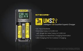 img 2 attached to 🔌 Nitecore UMS2 Superb Black Intelligent USB Dual-Slot Battery Charger (6952506492817)