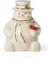 🍪 lenox happy holly days snowman cookie jar - ivory, 4.85 inches логотип