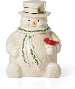 img 3 attached to 🍪 Lenox Happy Holly Days Snowman Cookie Jar - Ivory, 4.85 inches