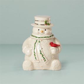 img 2 attached to 🍪 Lenox Happy Holly Days Snowman Cookie Jar - Ivory, 4.85 inches