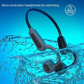 img 3 attached to 🔵 Blue New Bone Conduction Headphones with Microphone | IPX8 Waterproof Bluetooth Swimming Headphones | 16G Memory