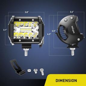 img 3 attached to 🚛 Нилайт 18021F-B 2PC 4-Дюймовые светодиодные фары Тройной ряд 60W наводнение/Точечная комбинированная 6000LM планка для вождения лодки LED внедорожники | 2 года гарантии | Повышение SEO