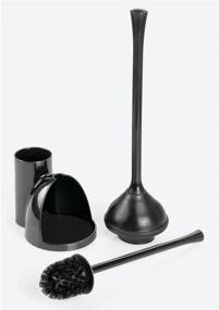 img 1 attached to 🚽 Black iDesign Una Plastic Toilet Bowl Brush and Plunger Combo Set for Efficient Bathroom Cleaning and Storage - 93172