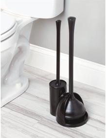 img 2 attached to 🚽 Black iDesign Una Plastic Toilet Bowl Brush and Plunger Combo Set for Efficient Bathroom Cleaning and Storage - 93172