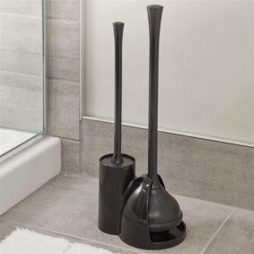 img 3 attached to 🚽 Black iDesign Una Plastic Toilet Bowl Brush and Plunger Combo Set for Efficient Bathroom Cleaning and Storage - 93172