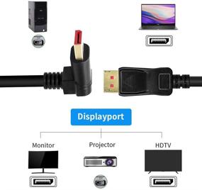 img 2 attached to Кабель DisplayPort с наклоном вверх, BolAAzuL 90-градусный наклонный кабель DisplayPort V1.4 6FT/1.8M - Поддерживает разрешение 8K/60 Гц, 4K/144 Гц (кабель с углом поворота DisplayPort 1.4)