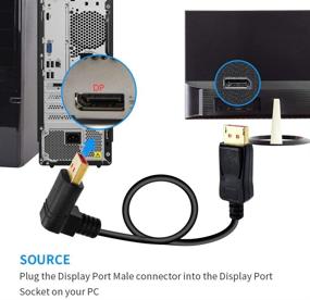 img 3 attached to Кабель DisplayPort с наклоном вверх, BolAAzuL 90-градусный наклонный кабель DisplayPort V1.4 6FT/1.8M - Поддерживает разрешение 8K/60 Гц, 4K/144 Гц (кабель с углом поворота DisplayPort 1.4)