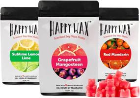 img 4 attached to 🍊 Happiness in a Citrus Mix: Explore the Aromatic World of Happy Wax Citrus Soy Wax Melts - Grapefruit Mangosteen, Red Mandarin, Lemon Lime Scents - Long-lasting Burn Time of Over 150 Hours (6 Oz Total)