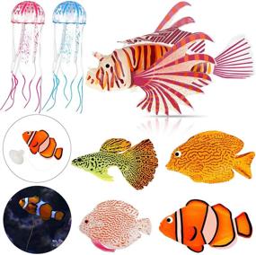img 4 attached to 🐠 7-Piece Glowing Artificial Fish Set with 5 Colorful Styles - Aquarium Décor, Floating Ornament, Simulation Jellyfish for Fish Tank Decoration