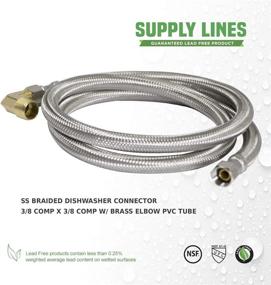 img 3 attached to 🚰 Higcraft 7ft Dishwasher Water Supply Line with 3/8" Brass Elbow Fitting, Braided Stainless Steel Hose Connector