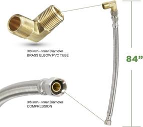 img 2 attached to 🚰 Higcraft 7ft Dishwasher Water Supply Line with 3/8" Brass Elbow Fitting, Braided Stainless Steel Hose Connector