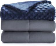 🛏️ bedsure queen size weighted blanket with removable cover - premium 20lb adult heavy blanket, 60"×80" navy - washable cotton with glass beads logo