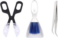 🐾 pet cleaning set: small animal supplies - mini broom, feeding scooper, dustpan and brush, stainless steel tweezer - ideal for reptiles, hedgehogs, hamsters, guinea pigs, rats, lizards, and more - includes 3 pieces logo