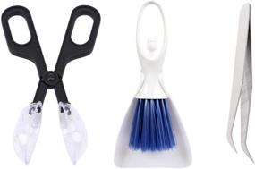 img 4 attached to 🐾 Pet Cleaning Set: Small Animal Supplies - Mini Broom, Feeding Scooper, Dustpan and Brush, Stainless Steel Tweezer - Ideal for Reptiles, Hedgehogs, Hamsters, Guinea Pigs, Rats, Lizards, and More - Includes 3 Pieces