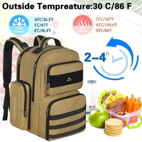 img 3 attached to 🎒 Lunch Backpack for Men: Insulated Cooler and Laptop Storage with USB Port - Water Resistant, Heavy Duty, Fits 17 Inch Laptop - Ideal for School, Work, Travel, and Picnics - Khaki