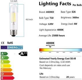 img 2 attached to 💡 Контролируемая яркость лампа с светодиодным нитью T10 - Дневной свет 4000K Эквивалент