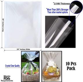 img 3 attached to 🎁 X-Large Clear Cellophane Wrap Bags (10 Pcs) - 24" x 30" - 2.5 Mil Thick Crystal Clear Cello Bag - Ideal for Gifts, Baskets, Wrapping, Arts & Crafts, Treats - Meets FDA Specifications - By Anapoliz
