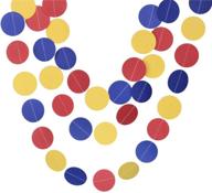 🎉 бумажное круглое гирлянда mybbshower: веселое и яркое декоративное украшение, набор из 3 штук (по 10 футов каждая) - идеально подходит для детской вечеринки (красно-сине-желтая цветовая гамма) - общая длина 30 футов логотип