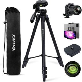 img 4 attached to 📷 Endurax 60'' Camera Tripod Stand: Ultimate Stability for Canon Nikon DSLR, including Universal Phone Holder, Bubble Level, and Carry Bag