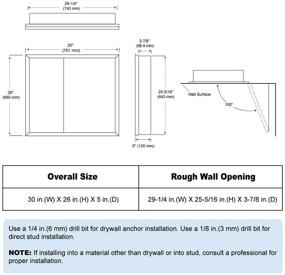 img 2 attached to 🚪 MOVO 30 inch X 26 inch Double Doors Medicine Cabinet: Adjustable Shelves, Waterproof, Rust-Resistant Aluminum Bathroom Cabinet for Recess or Surface Mount