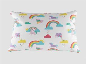 img 1 attached to 🦄 Rainbow and Unicorn Twin Size Bed Sheets Set │ Blue and White, Unisex Microfiber Bedding for Kids │ Durable, Wrinkle-Resistant, 3-Piece Collection
