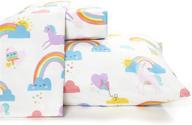 🦄 rainbow and unicorn twin size bed sheets set │ blue and white, unisex microfiber bedding for kids │ durable, wrinkle-resistant, 3-piece collection logo