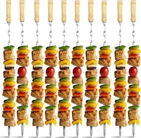 img 3 attached to 🍢 Amestar 12 Pack Kabob Skewers BBQ Barbecue Skewers - Stainless Steel Sticks for Shish Kebab, Chicken, Shrimp, and Vegetables - 22 Inch Heavy Duty Large Wide Reusable Skewers with Nonslip Wooden Handle