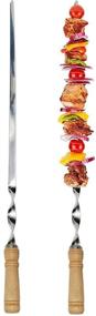 img 2 attached to 🍢 Amestar 12 Pack Kabob Skewers BBQ Barbecue Skewers - Stainless Steel Sticks for Shish Kebab, Chicken, Shrimp, and Vegetables - 22 Inch Heavy Duty Large Wide Reusable Skewers with Nonslip Wooden Handle