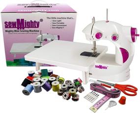 img 3 attached to Переносная швейная машина Sew Mighty - идеальное решение для начинающих швей, передвижной необходимости, быстрых исправлений 🧵 и малых проектов - двухскоростная, работающая от аккумулятора и сети переменного тока, с управлением при помощи педали и комплексным набором для шитья.