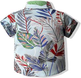 img 3 attached to Короткий рукав Гавайское платье Aloha Tops - Освежающая печать карикатурных рисунков рубашки с пуговицами для малышей для мальчика