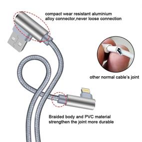 img 3 attached to 🔌 Перезаряжаемый кабель Lightning 10 футов 3 шт. - Сертифицированный MFI кабель для зарядки iPhone с угловым разъемом | Кабель для зарядки и передачи данных для iPad, iPhone 12, 11, XR, XS Max, X, 8, 7, 6 | Серый, 10 футов