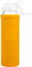 img 4 attached to 🍶 Eveau Glass Water Bottle: Flip Lid, Bumperguard Sleeve, Wide Mouth, 21oz/630ml