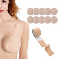 👙 enhanced support and coverage: boob tape and 10-piece backless nipple cover set for a-e cup large breast, offering breathable lift and comfort with disposable adhesive bra – perfect athletic tape with breast petals логотип