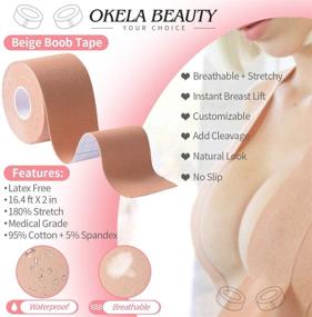 img 3 attached to 👙 Enhanced Support and Coverage: Boob Tape and 10-Piece Backless Nipple Cover Set for A-E Cup Large Breast, Offering Breathable Lift and Comfort with Disposable Adhesive Bra – Perfect Athletic Tape with Breast Petals