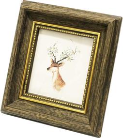 img 4 attached to Wood Grain Gold Edge 4x4 Picture Frame - Desktop or Wall Mountable - Front Opening Display for 3.5x3.5 inch Photos - Plexiglass and Plastic Packaging