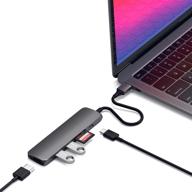 💻 satechi совершенный алюминиевый мультипортовый адаптер type-c v2: usb-c pd, 4k hdmi, micro/sd картридеры, usb 3.0 - совместим с macbook pro и ipad pro 2020 (space gray) логотип