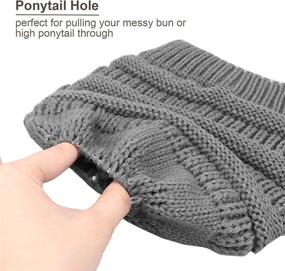 img 3 attached to 🧣 Warm Knitted Ponytail Hat for Women and Girls - Perfect Winter Headgear for Running