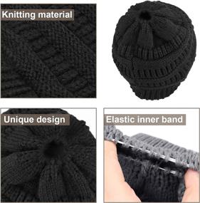 img 2 attached to 🧣 Warm Knitted Ponytail Hat for Women and Girls - Perfect Winter Headgear for Running