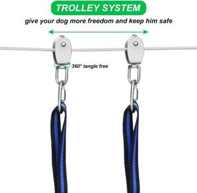 img 2 attached to XiaZ Dog Tie Out Cable: 100ft Heavy-Duty Trolley Runner for Dogs up to 250lbs - Ideal for Yard, Camping, and Outdoor Adventures, Includes 8ft Bungee Runner and Tree-Friendly Cable Sling