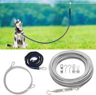 xiaz dog tie out cable: 100ft heavy-duty trolley runner for dogs up to 250lbs - ideal for yard, camping, and outdoor adventures, includes 8ft bungee runner and tree-friendly cable sling logo