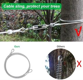 img 3 attached to XiaZ Dog Tie Out Cable: 100ft Heavy-Duty Trolley Runner for Dogs up to 250lbs - Ideal for Yard, Camping, and Outdoor Adventures, Includes 8ft Bungee Runner and Tree-Friendly Cable Sling