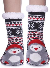 img 4 attached to Детские носочки-шлепанцы YEBING: Милые 🧦 теплые зимние носки с фетровыми животными и накладками